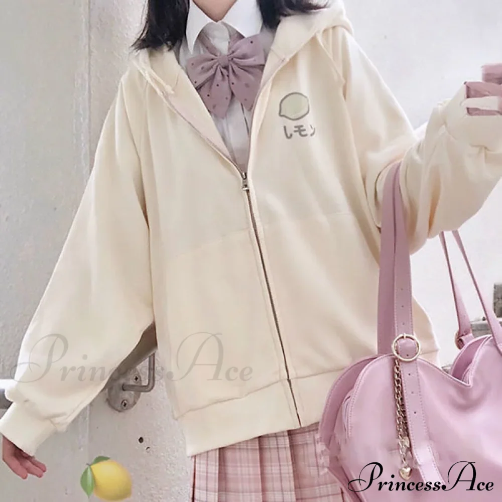Plus Hoodie Design Women Fruit Sweatshirt Harajuku Loose Thin Zipper Sweet Pink Pocket Cute Size Spring Clothes - Image 4