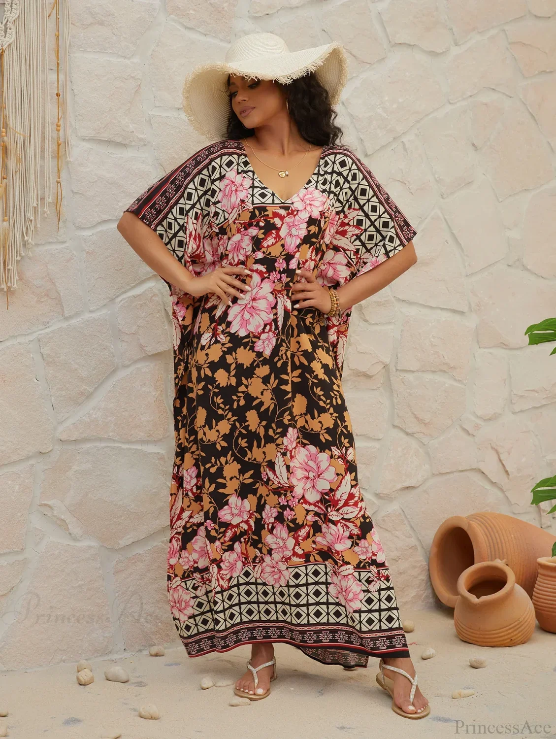 Plus Size Boho Floral Beach Cover Up - Image 4