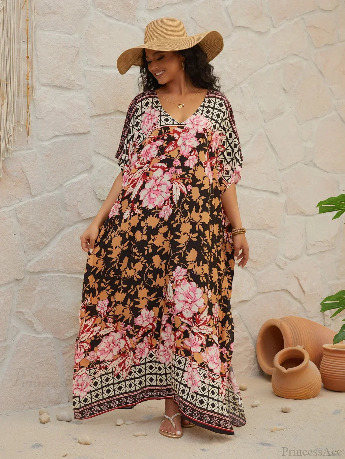 Plus Size Boho Floral Beach Cover Up - Image 5