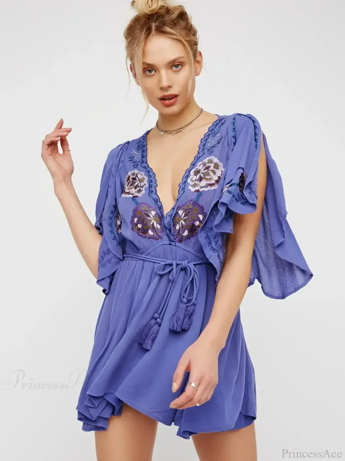 Plus Size Button Up Chiffon Holiday Boho Dress - Image 5