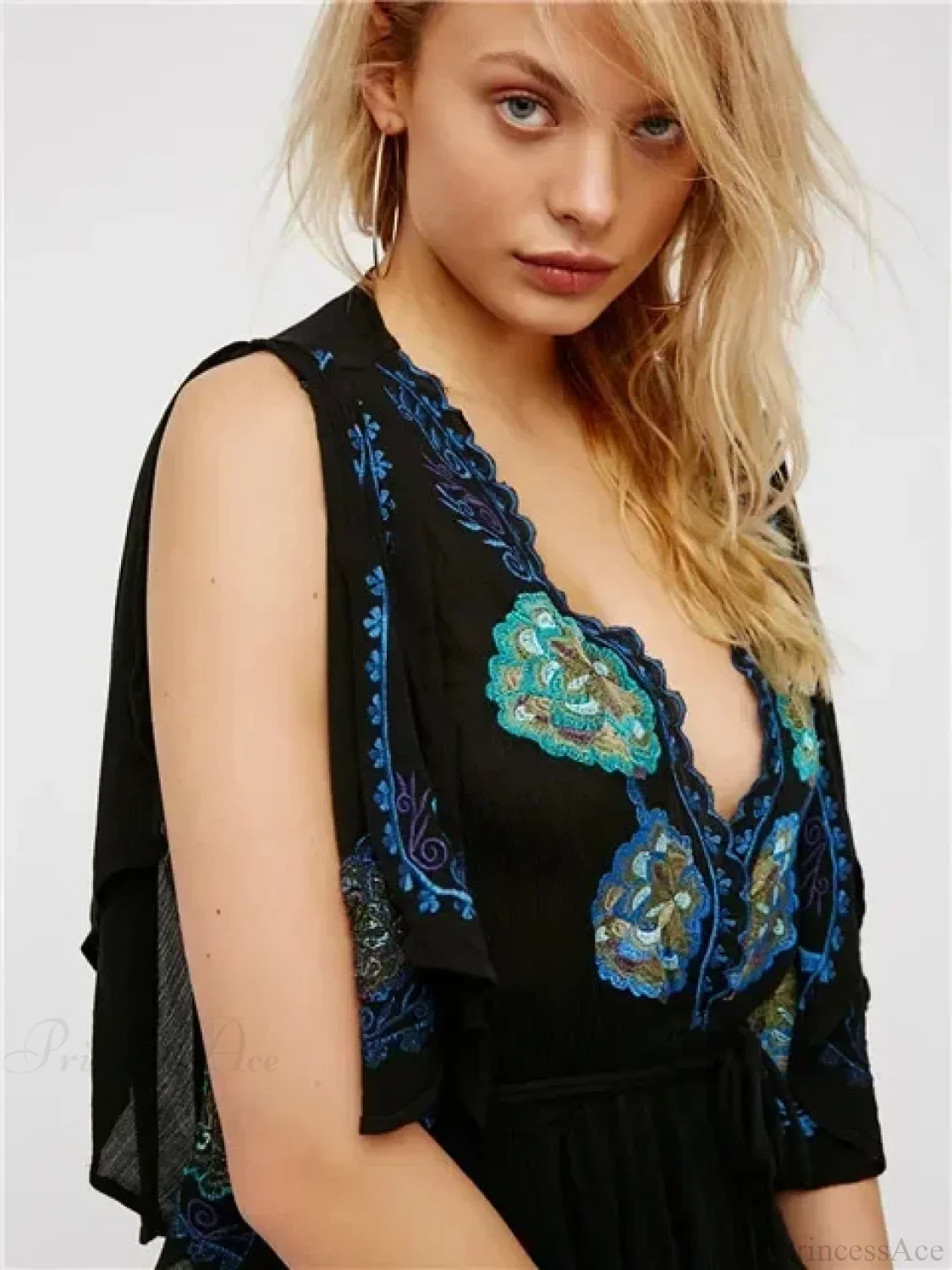 Plus Size Button Up Chiffon Holiday Boho Dress - Image 7