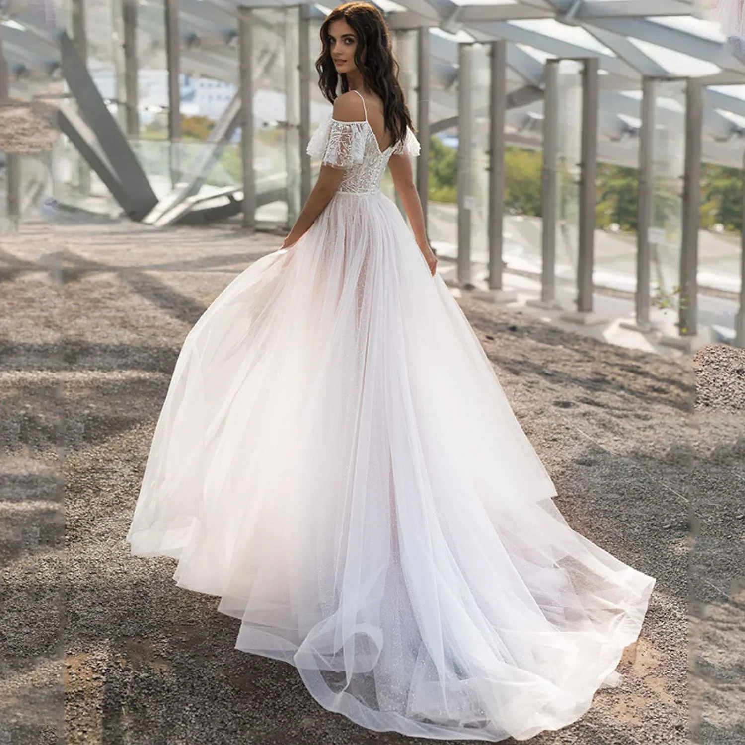Plus Size Lace Spaghetti Strap Wedding Dress - Image 3