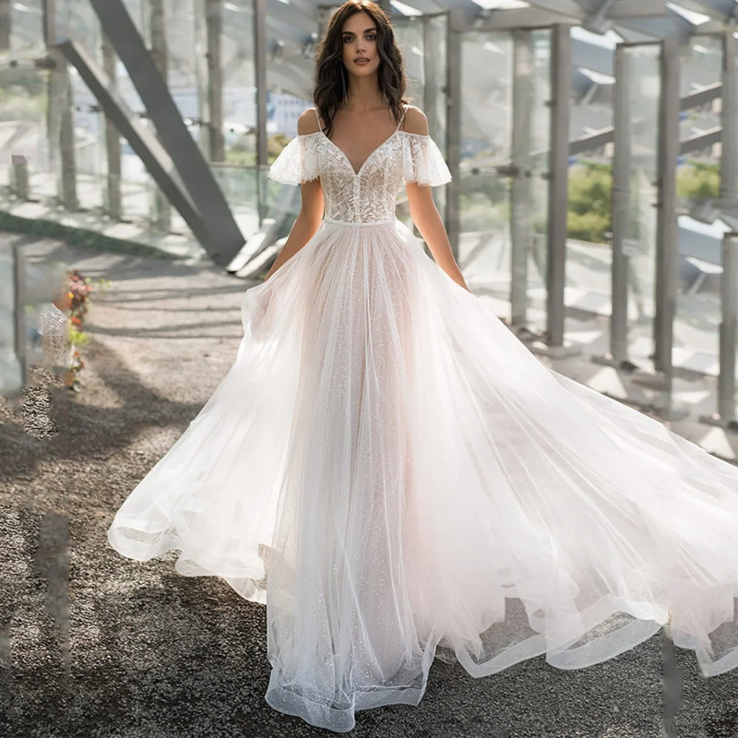 Plus Size Lace Spaghetti Strap Wedding Dress - Image 5
