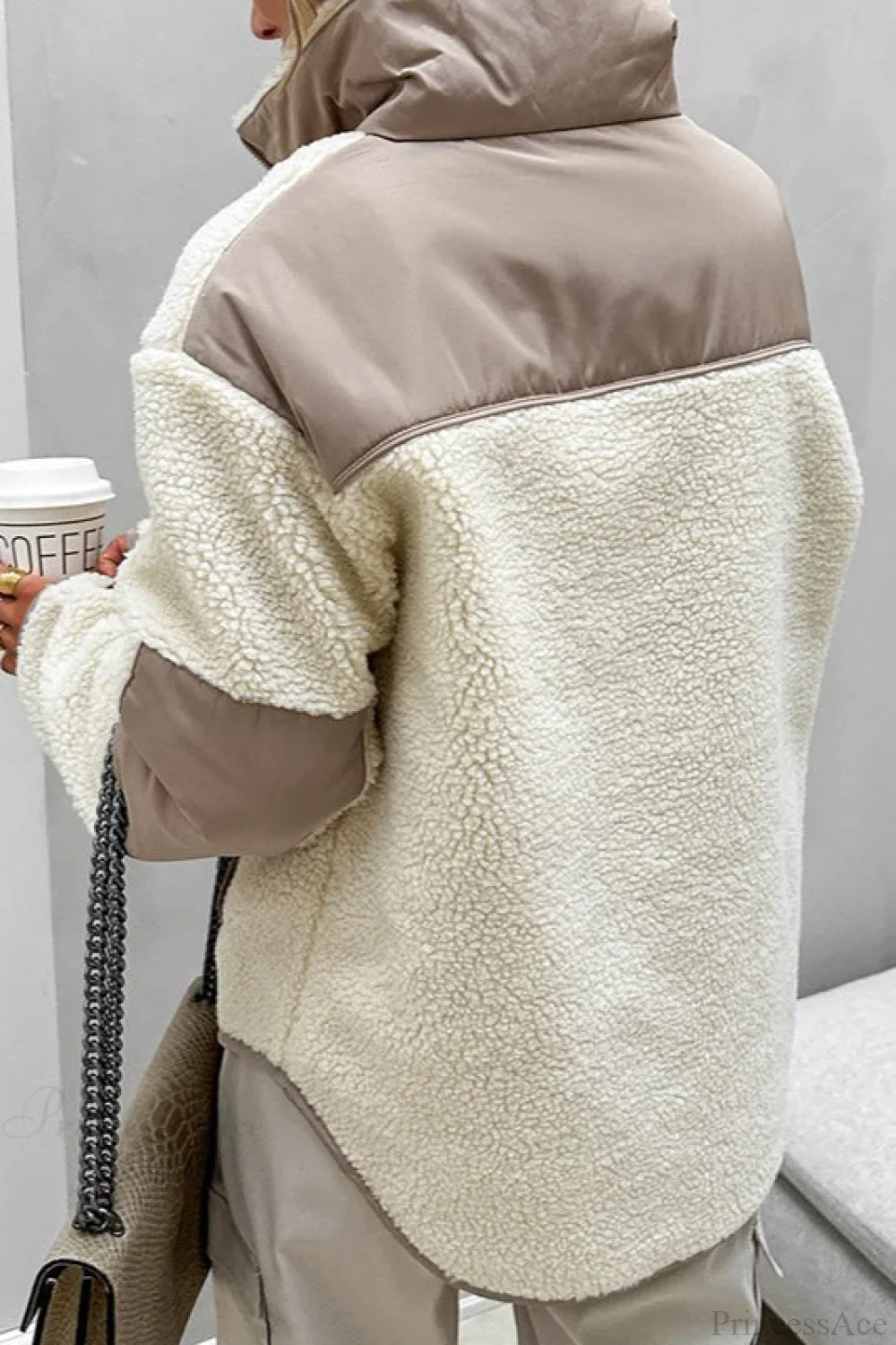 Plush Fleece Stand Collar Loose Sweatshirt - Image 3