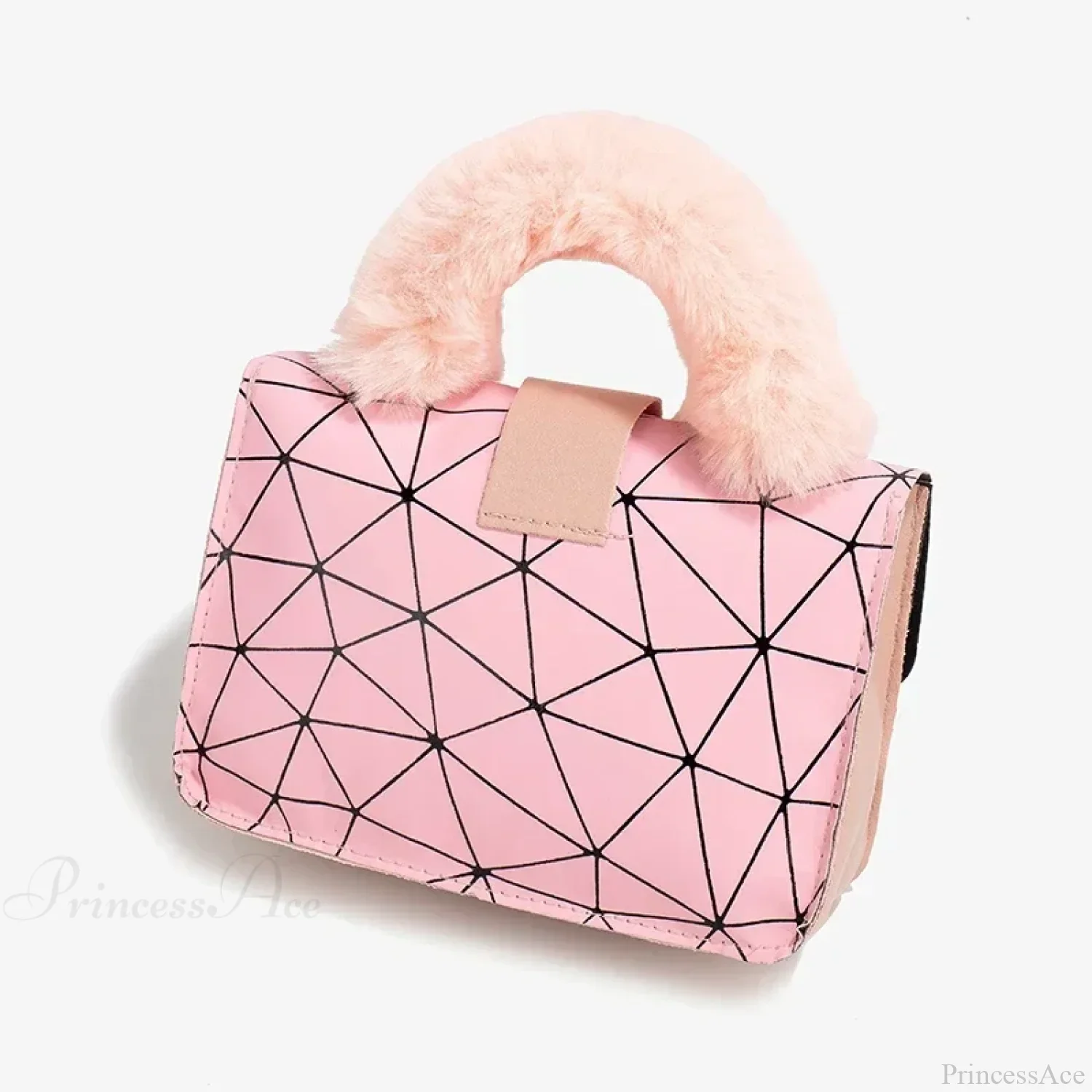Plush Small Square Printed Messenger Handbag - Image 3