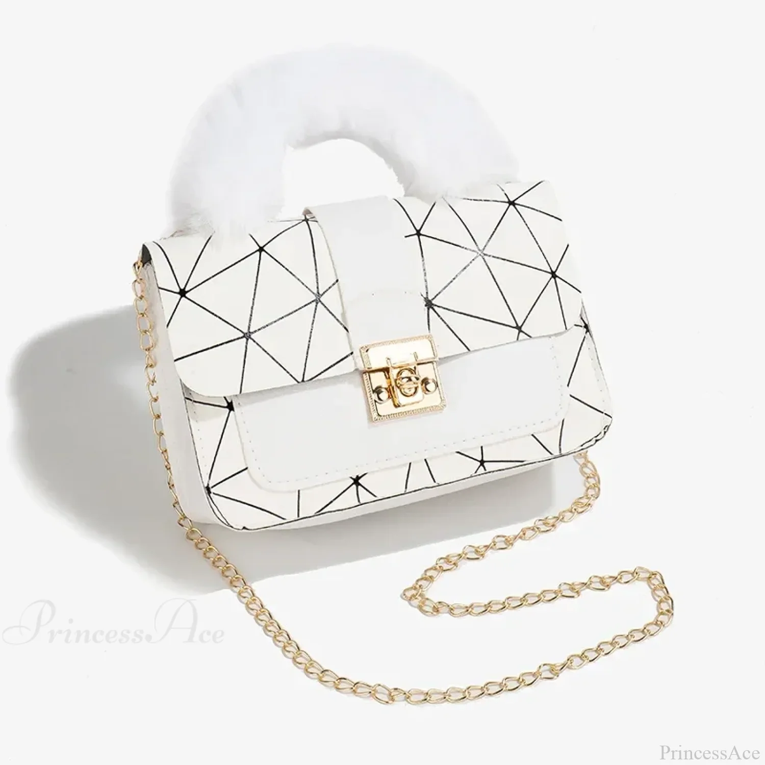 Plush Small Square Printed Messenger Handbag - Image 4