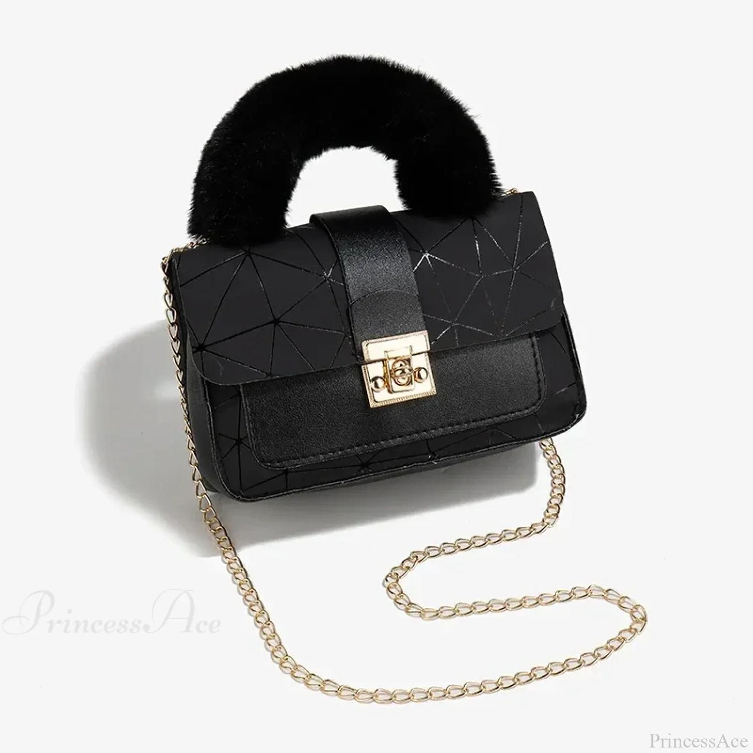 Plush Small Square Printed Messenger Handbag - Image 5