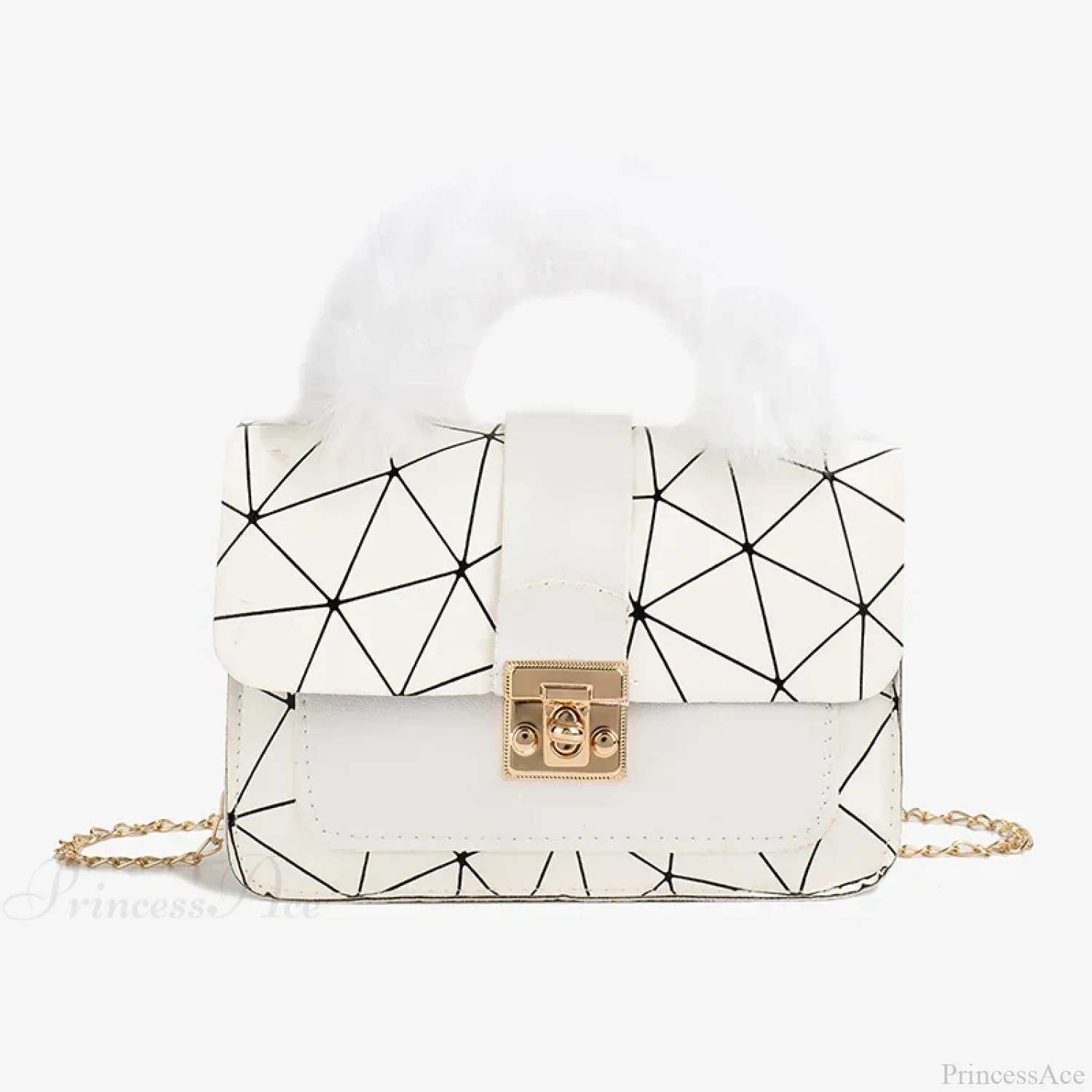 Plush Small Square Printed Messenger Handbag - Image 9