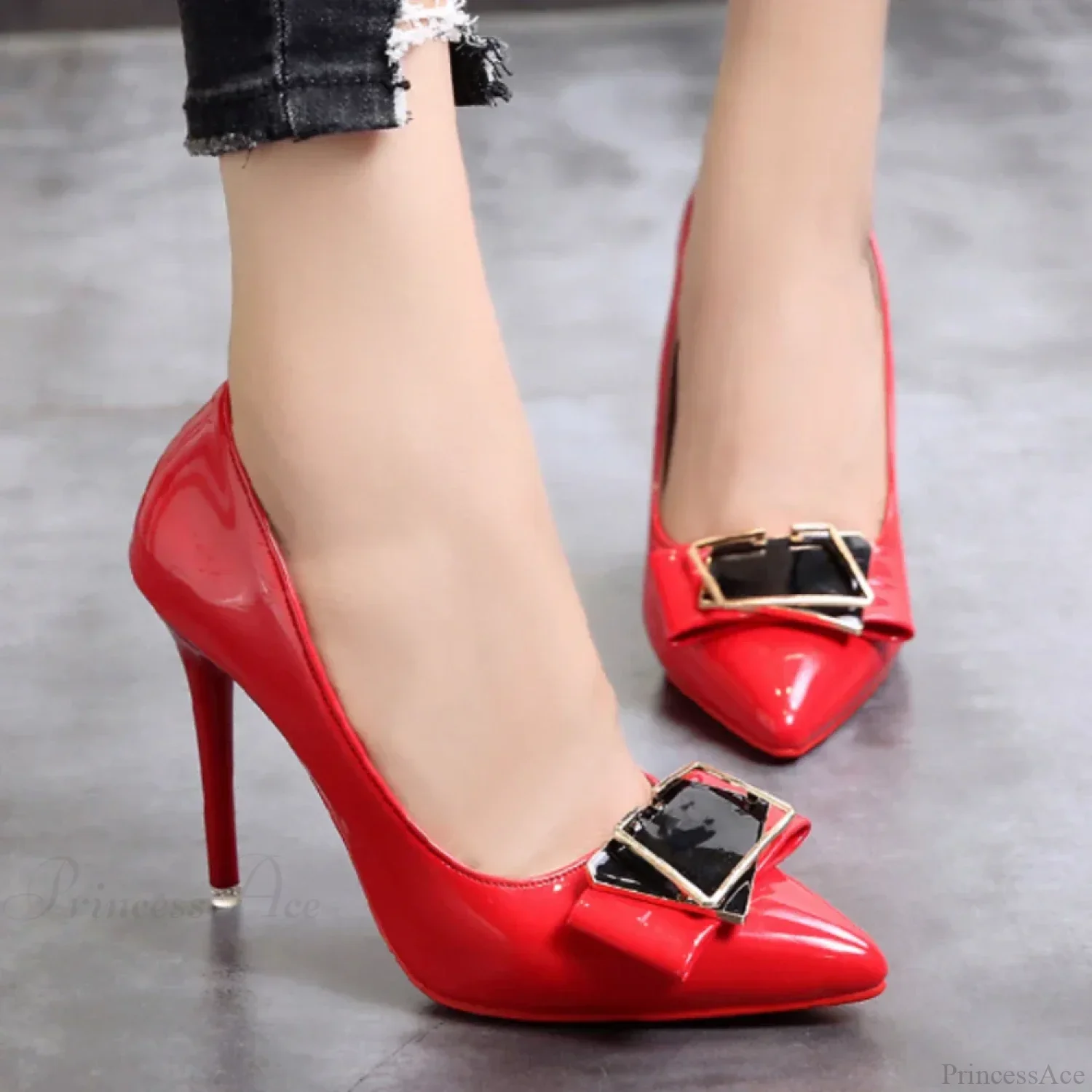 Pointed Toe Shallow Mouth Red Bottom High Heels Sexy Office Black Heels Plus Size Women High Heel - Image 3