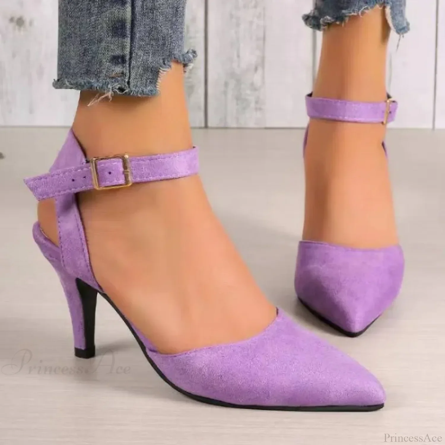 Pointed Wrap Hollow Out Ankle Strap Dating Office Sandals Low Heel Pump - Image 7