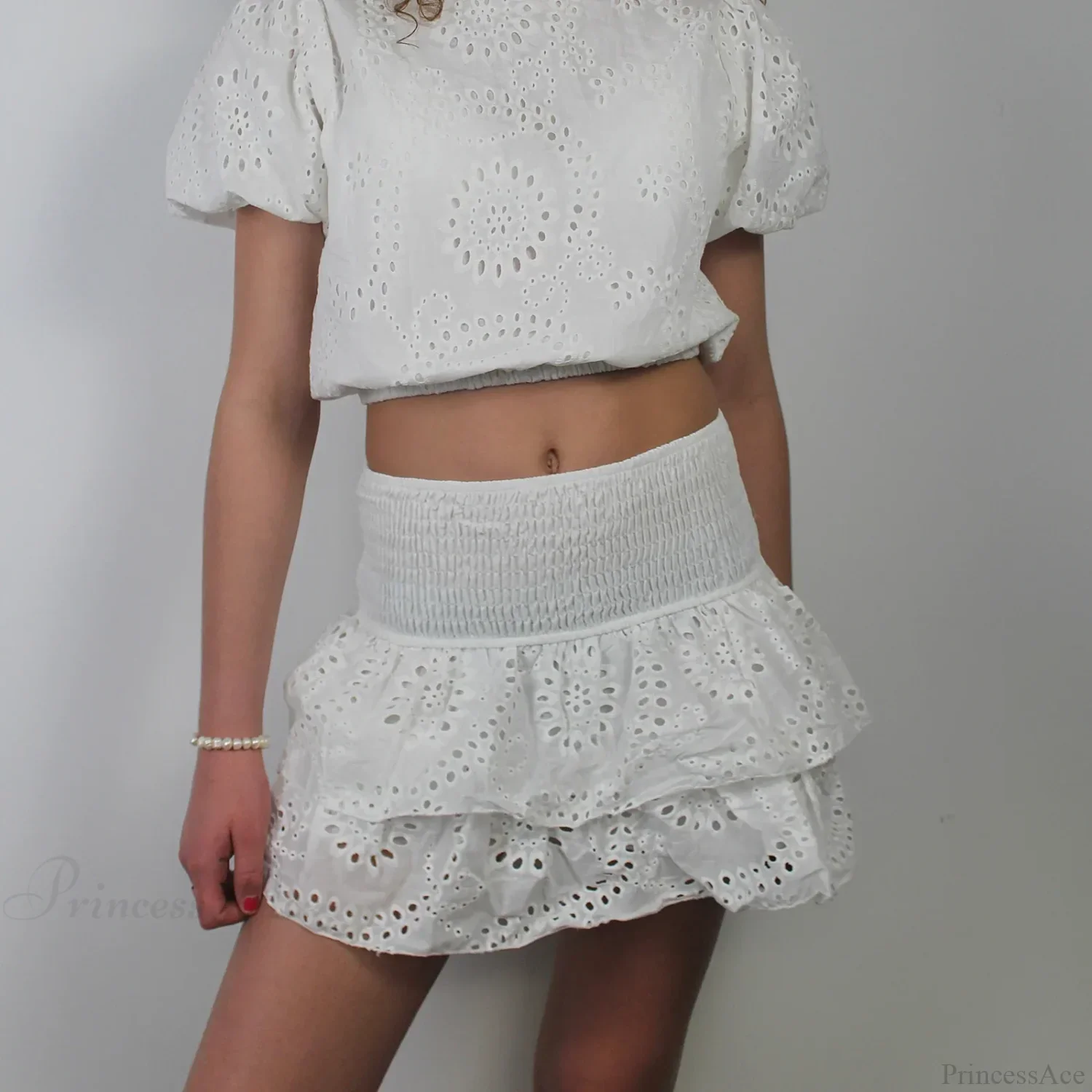 Pointelle Layered Ruffle Skirt
