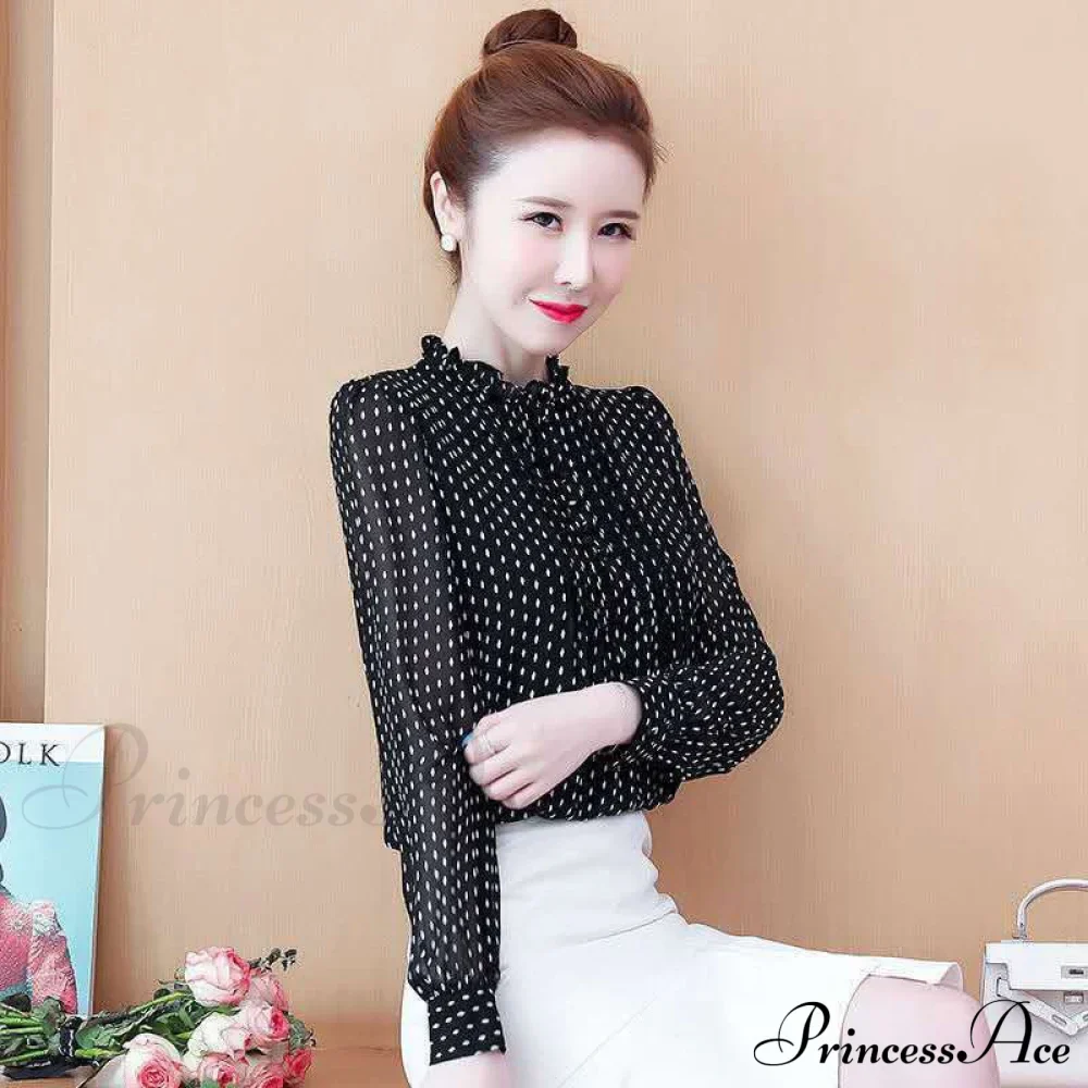 Polka Blouse Spring with Women's Chiffon Dot Autumn Print - Image 3