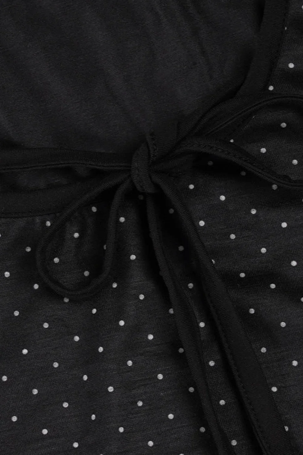 Polka Dot Bow Front Ruffle Fitted Long Sleeve Tee - Image 6