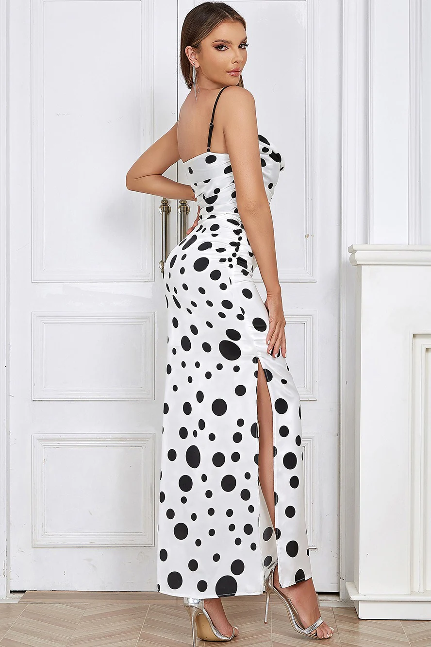 Polka Dot Pleated Cami Maxi Dress - Image 2
