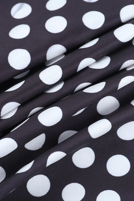 Polka Dot Ruched Halter Tie Back Crop Top - Image 3