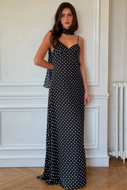 Polka Dot Sexy V Neck Cami Backless Maxi Dress - Image 6