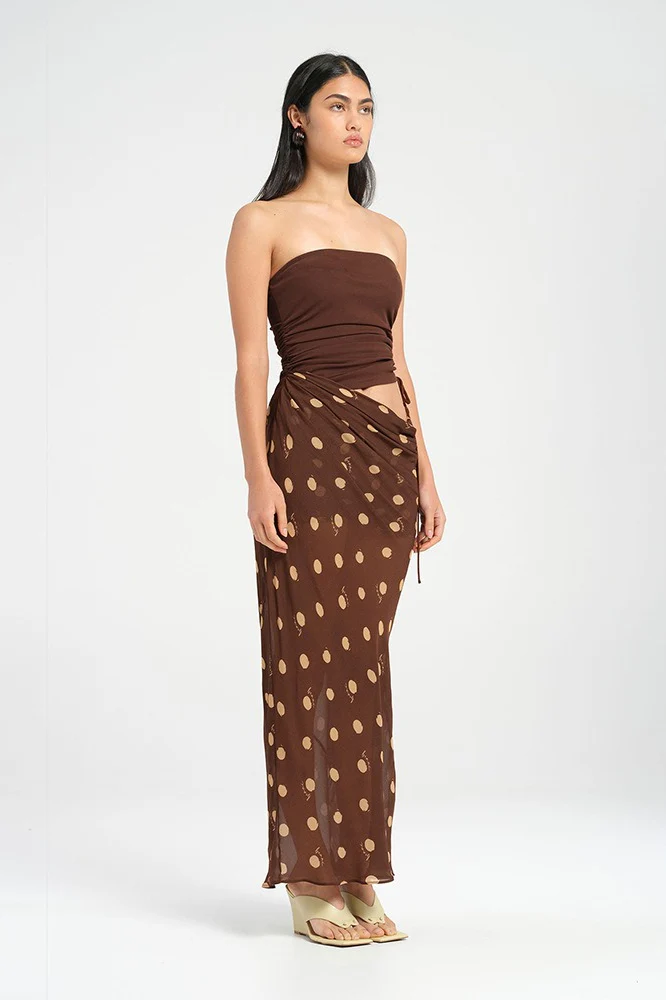 Polka Dot Strapless Bodycon Maxi Dress - Image 4