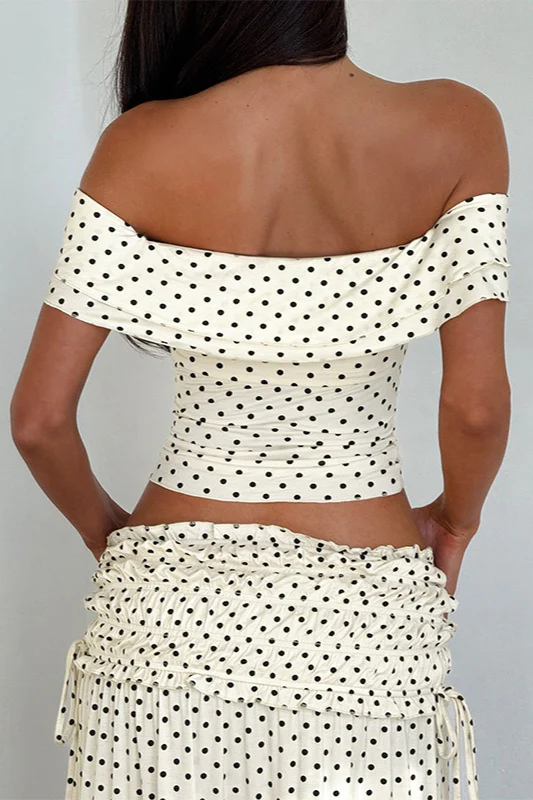 Polka Dot Strapless Side Bow Maxi Skirt Set - Image 6