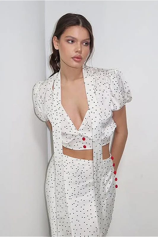 Polka Dot V-Neck Maxi Two Pieces Set