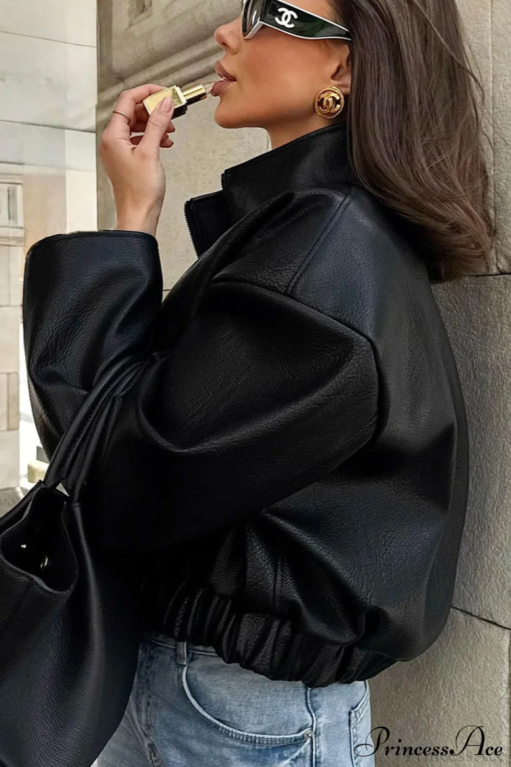 Premium Black PU Leather Jacket Coat - Image 3
