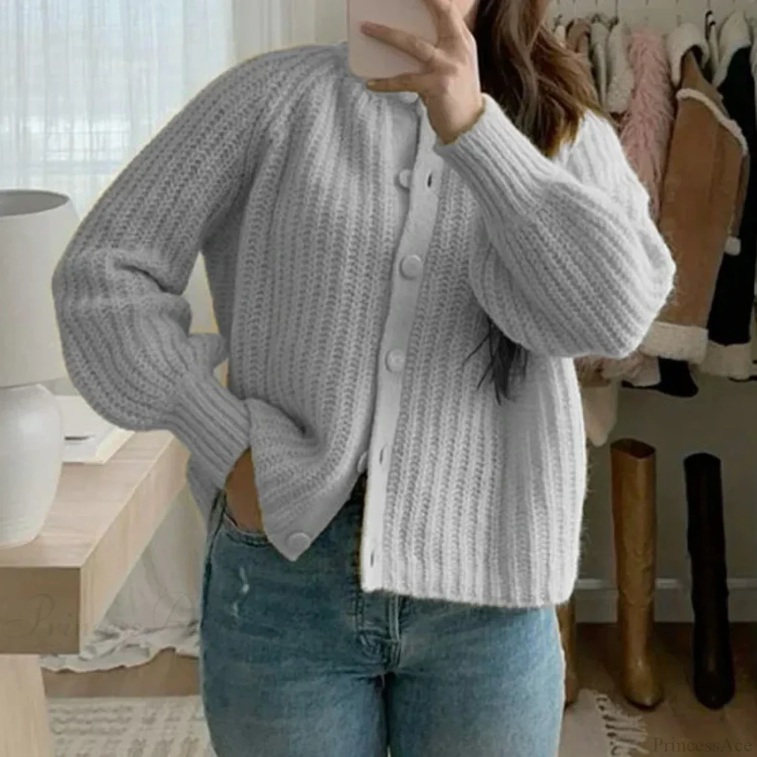 Preppy Button Up Vintage Y2K Cardigan - Image 6