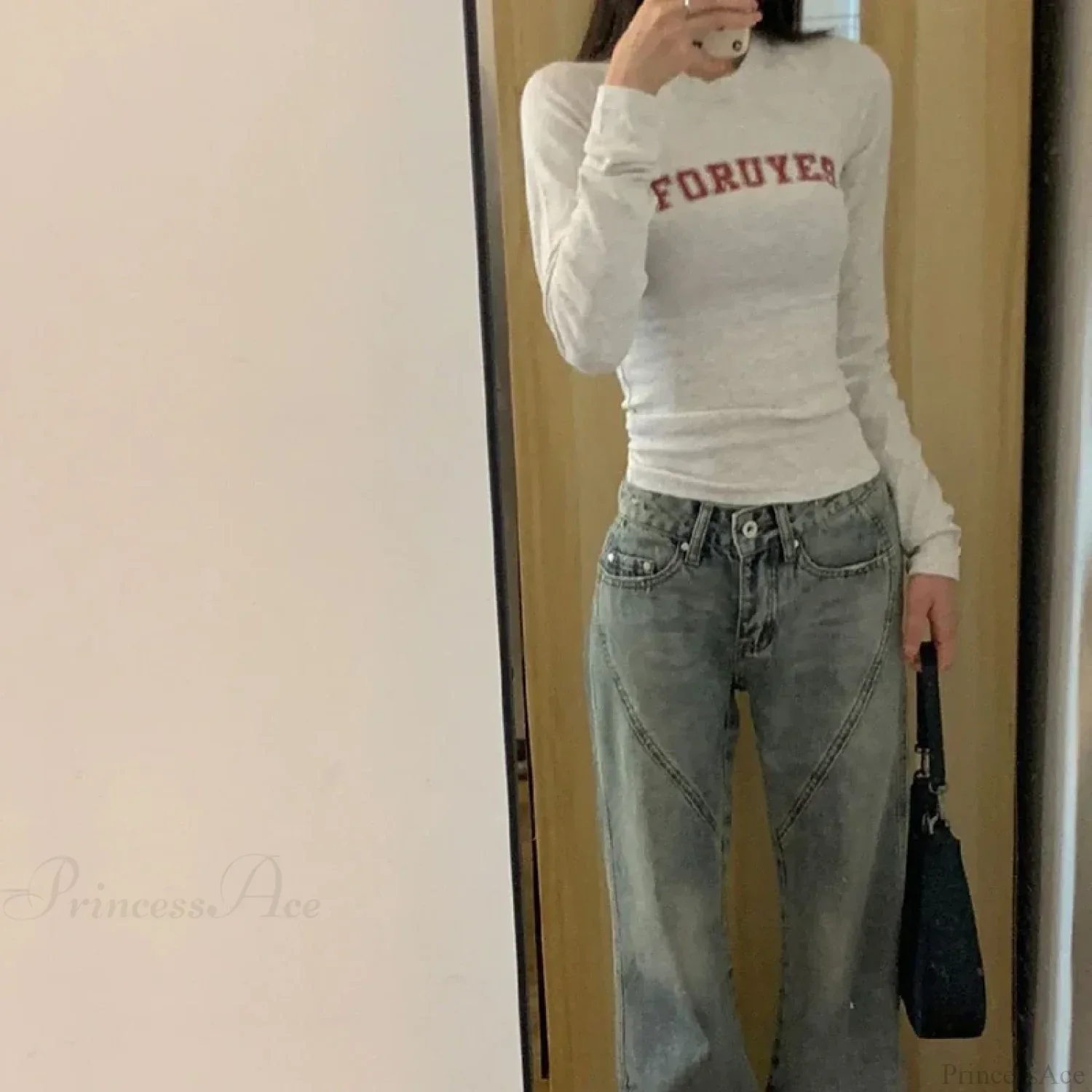 Preppy Y2K Letter Print Ribbed Long Sleeve Knit Top - Image 3