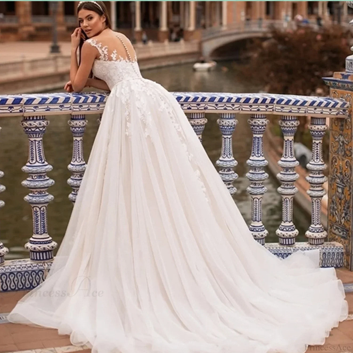 Princess A-Line Sheer Back Wedding Dress - Image 3