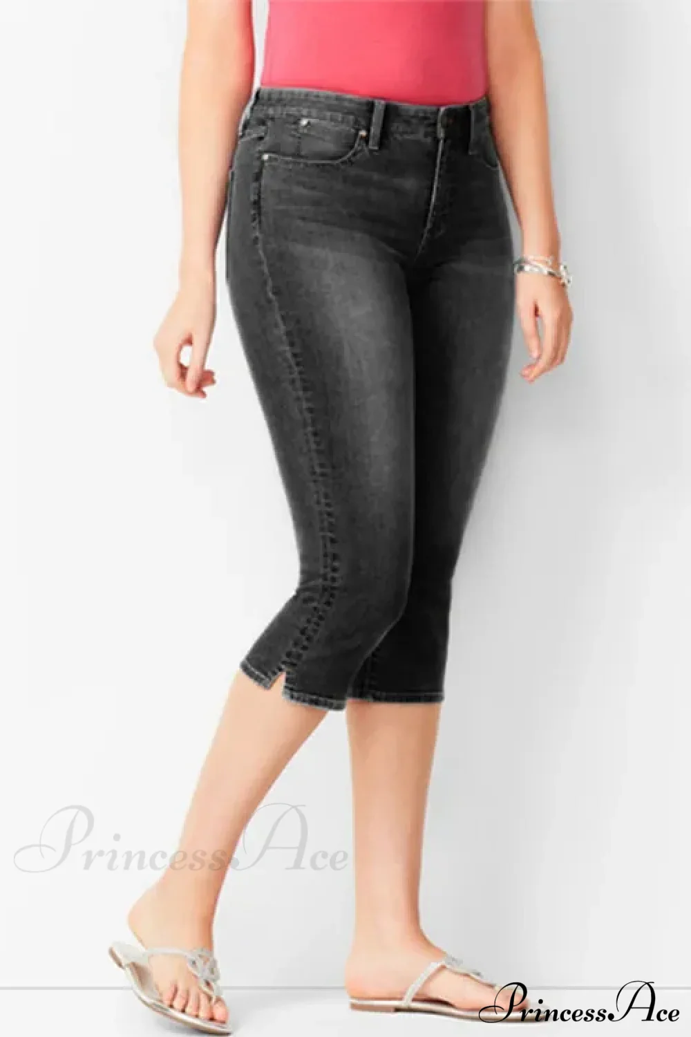 Skinny Knee Length Woman's Cropped Trousers Women Elastic High Waist Mom Oversize Blue Denim Pants Ladies Jean - Image 3