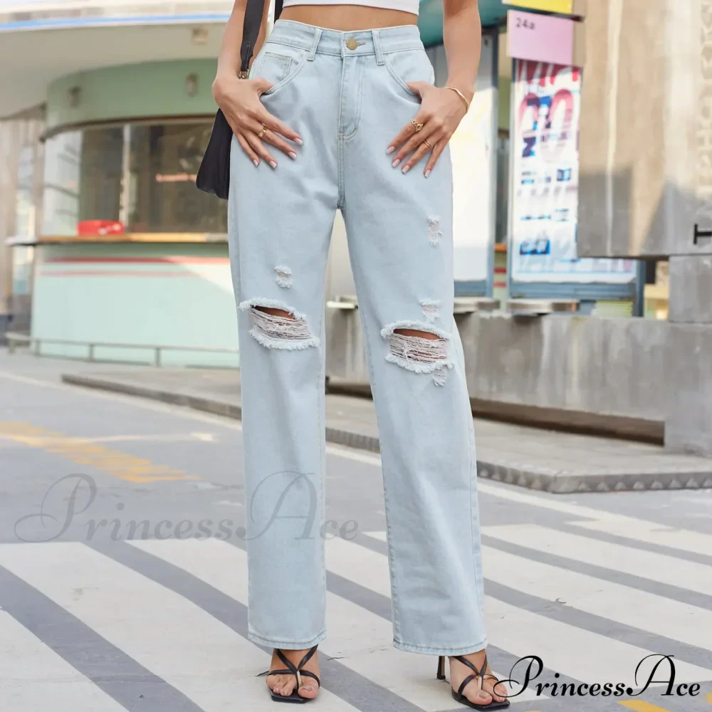 New Loose Retro Casual High Waist Ripped Wide Leg Street Fashionable Female Jean - Image 7