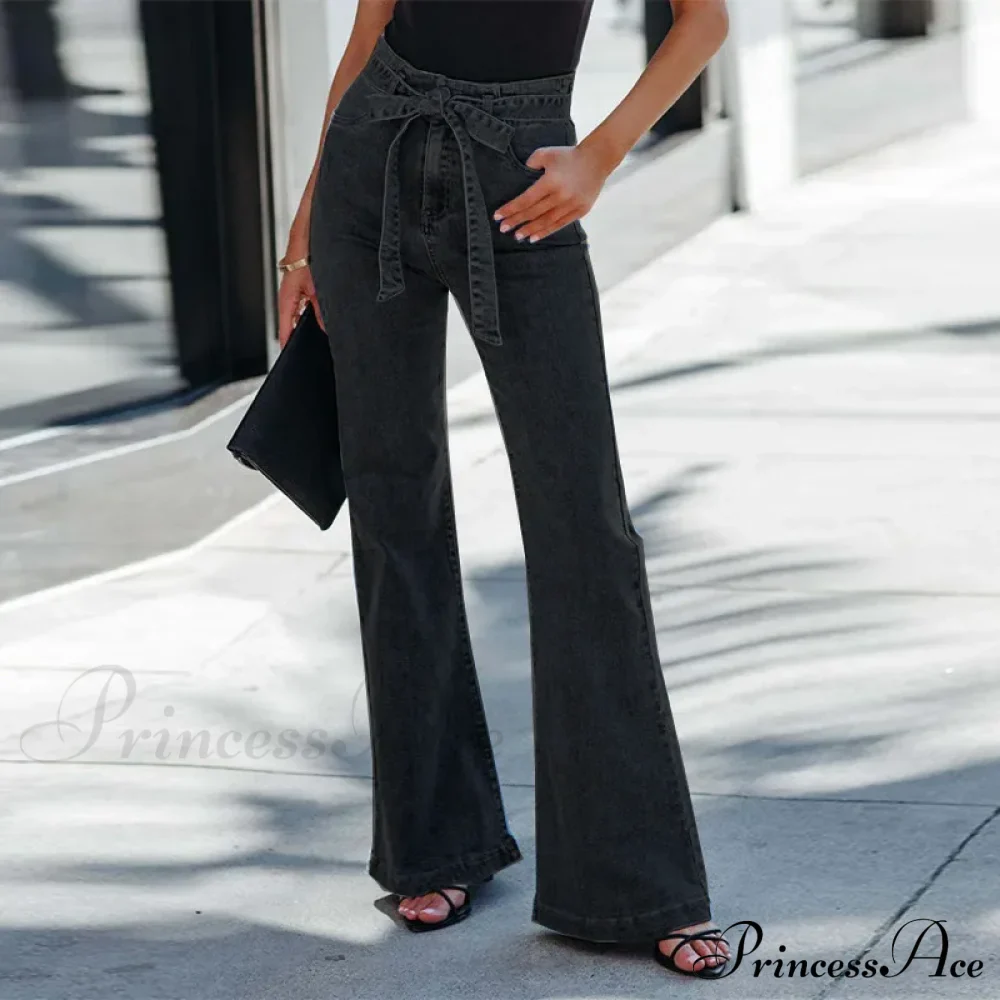 Wide Leg Flare Full Length Slim Skinny High Waist Vintage Fashionable Denim Jean - Image 7