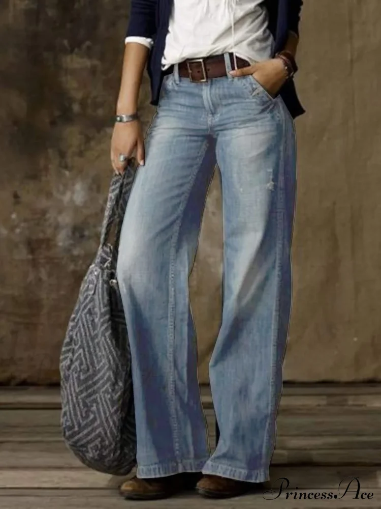 Vintage Style Loose Wide Leg Streetwear Denim Jean - Image 9