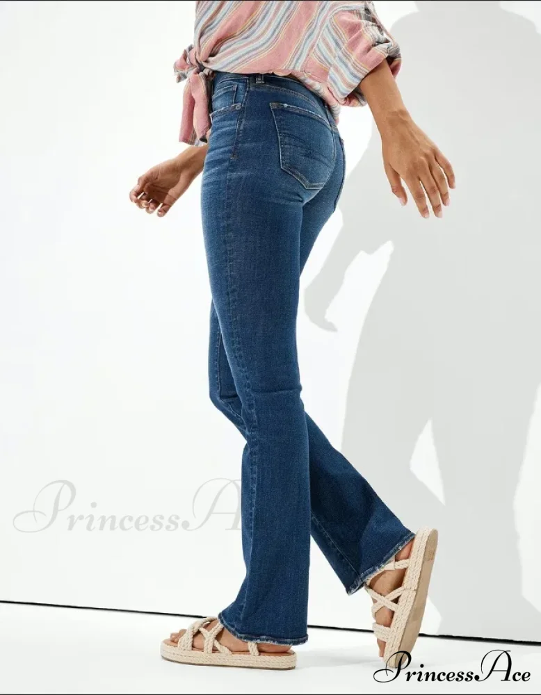 Vintage Flare Wide Leg High Waist Fashion Stretch Pocket Denim Jean - Image 4