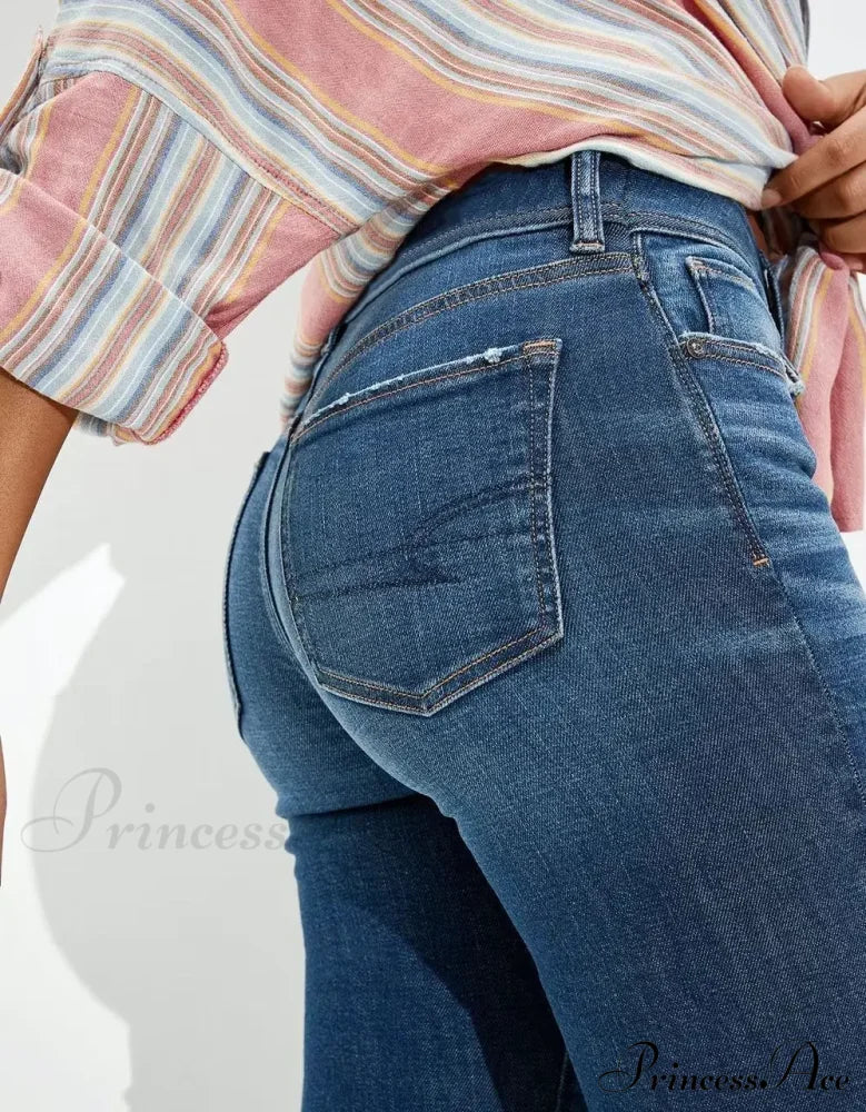 Vintage Flare Wide Leg High Waist Fashion Stretch Pocket Denim Jean - Image 5