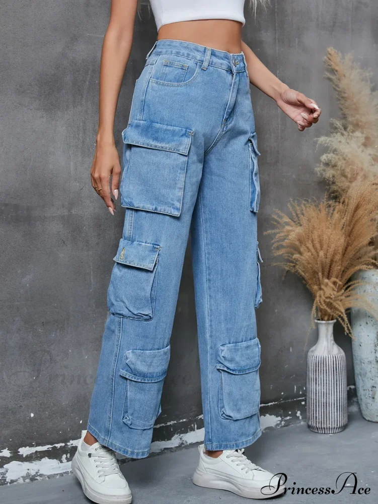 Vintage Loose Casual Middle Waist Hip Hop Straight Baggy Denim Jean - Image 3