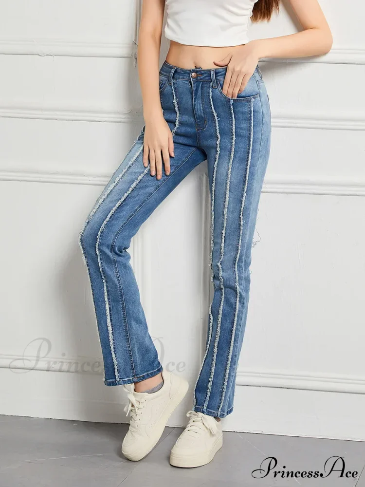 Stretch Flare Fashion Slim Splice Bottom Streetwear Denim Jean - Image 6