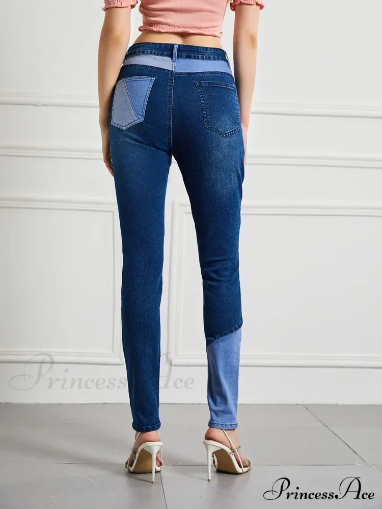 Stretch Patchwork Slim Fashion Vintage Streetwear Denim Jean - Image 2