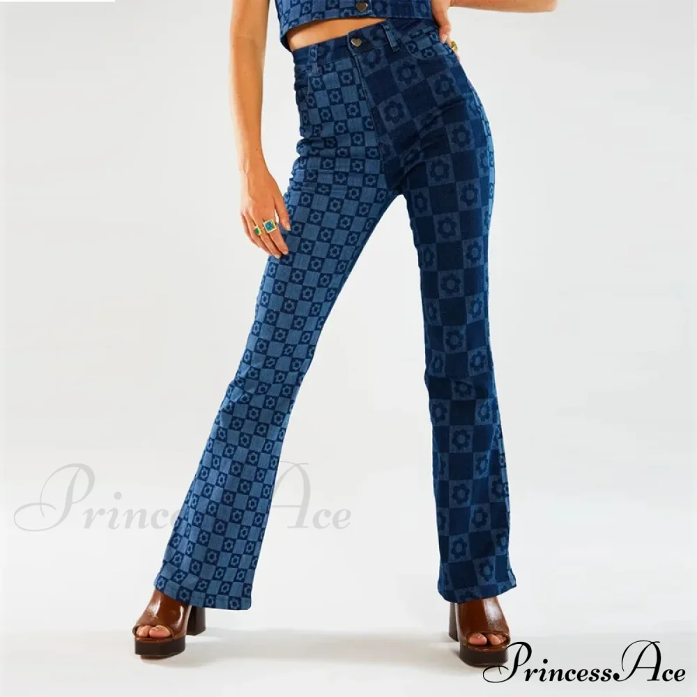 Stretch Fashion Print Women's High Waist Flare Women Long Summer Casual Streetwear Denim Pant Jean - Image 6