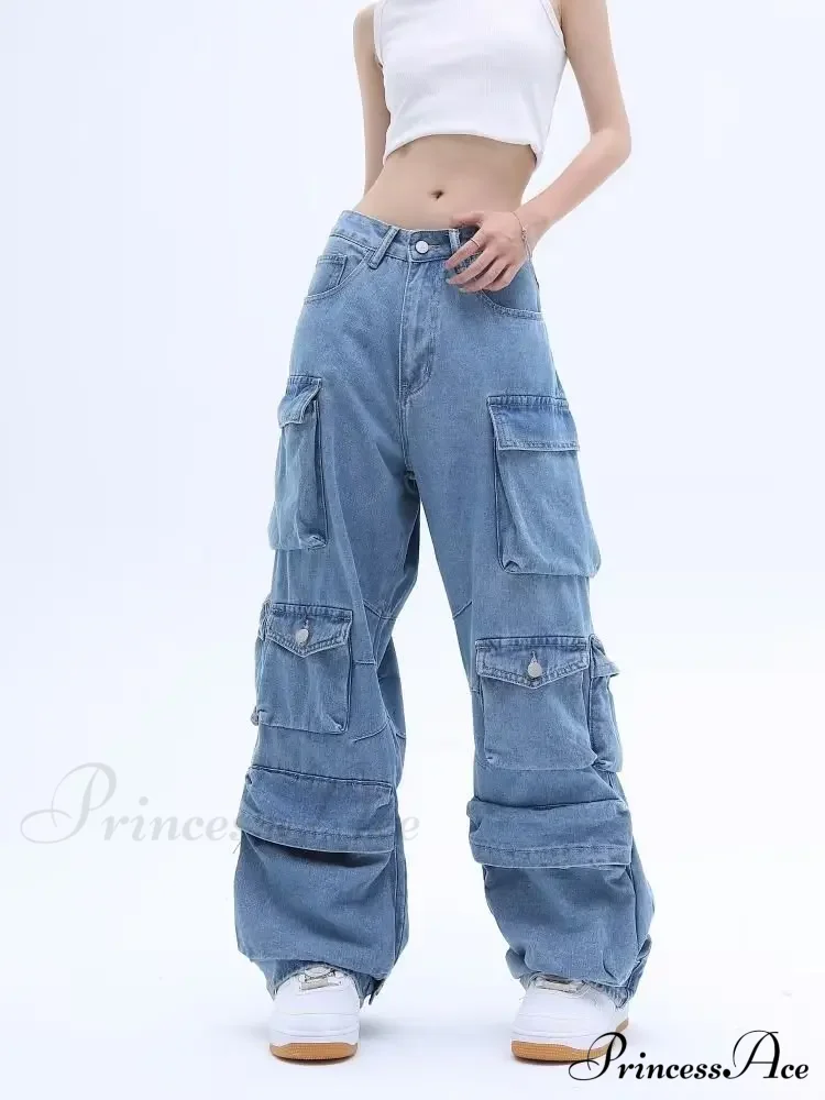 Multi-Pocket Washed Cargo New Heavy Industry Y2K Vintage Streetwear Loose Oversized Straight-Leg Jean - Image 2