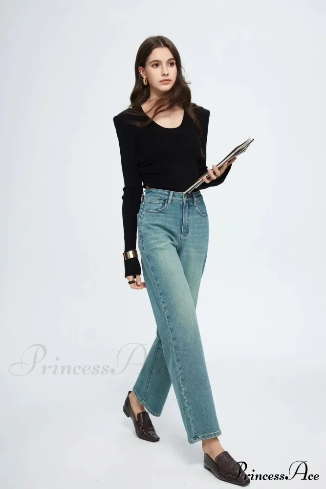 Straight Leg Denim Pant New Korean Straight Woman Female Spring Jean - Image 4