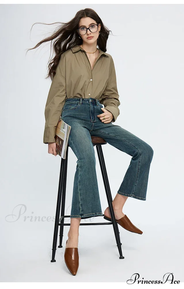 High Waisted Flare Skinny Strench Vintage Streetwear Denim Korean Fashion New Jean - Image 2