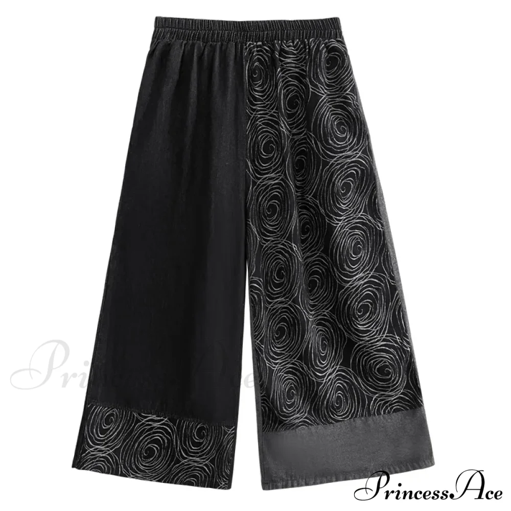 Women Patchwork Casual Denim High Elastic Waist Personality Fashion Loose Wide Leg Korea Spring Autumn New Jean - Image 6