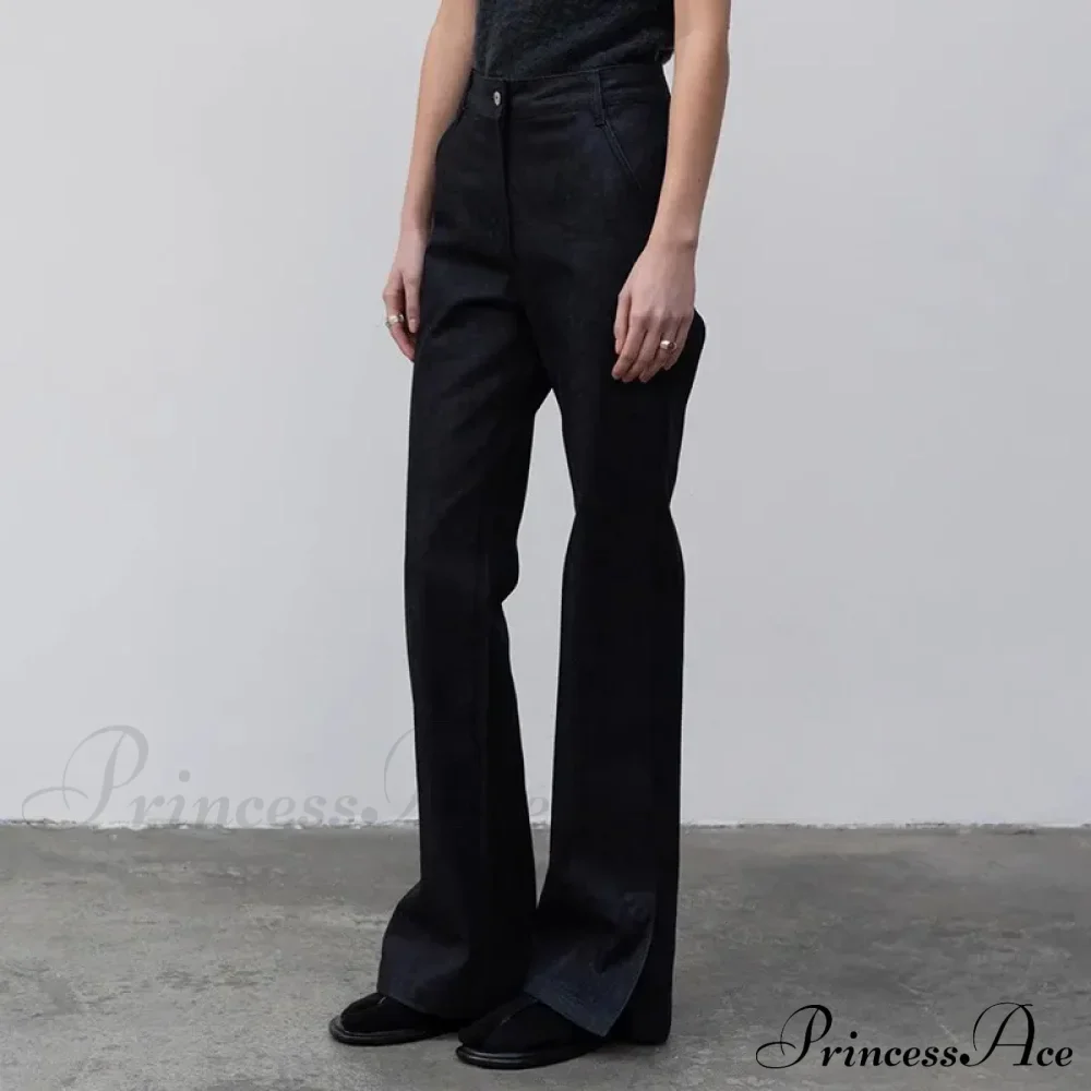 High Quality Women Spring and Autumn All-match Side Slit Straight High Waist Bootcut Jean - Image 4