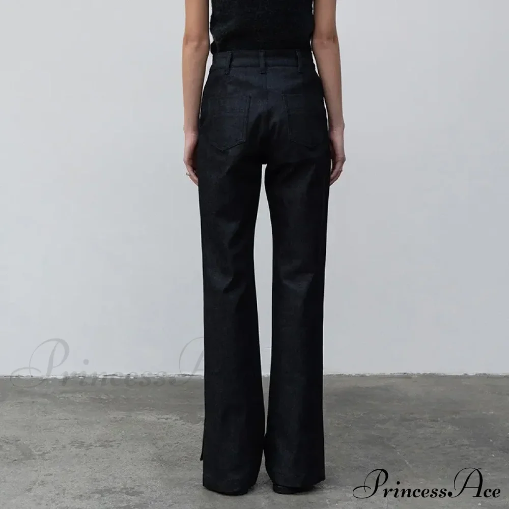 High Quality Women Spring and Autumn All-match Side Slit Straight High Waist Bootcut Jean - Image 5