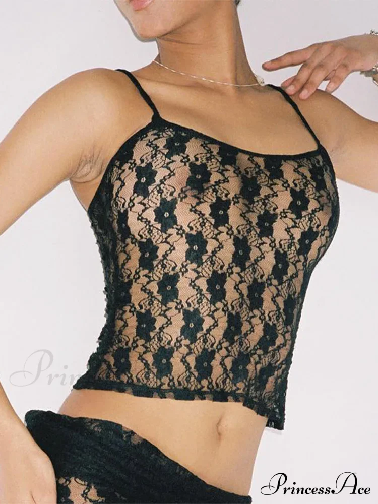 Sleeveless Sexy Lace Hollow Out Party Cami Crop Top - Image 4
