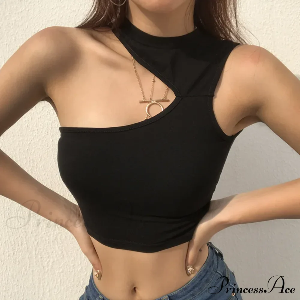 Summer Sleeveless Slim Black Tanks Crop Top - Image 2