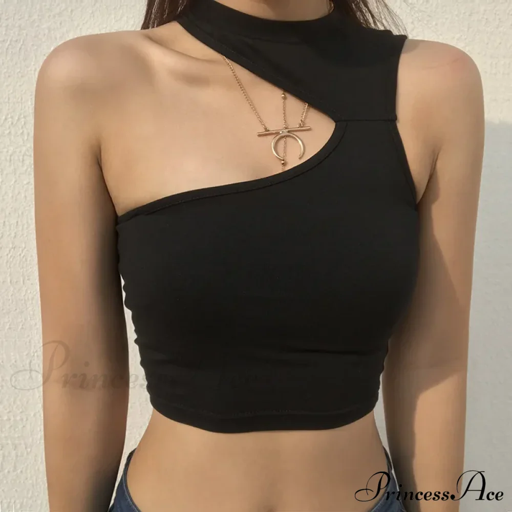 Summer Sleeveless Slim Black Tanks Crop Top - Image 3