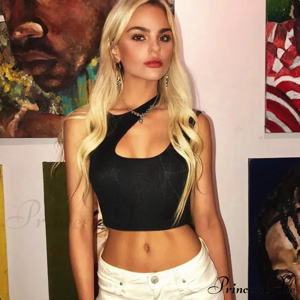 Summer Sleeveless Slim Black Tanks Crop Top - Image 4