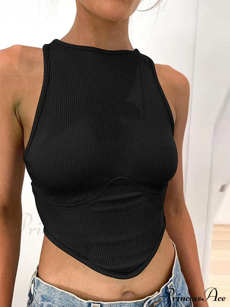 Ribbed Solid Skinny Sleeveless Body-Shaping Streetwear Crop Top - Image 6