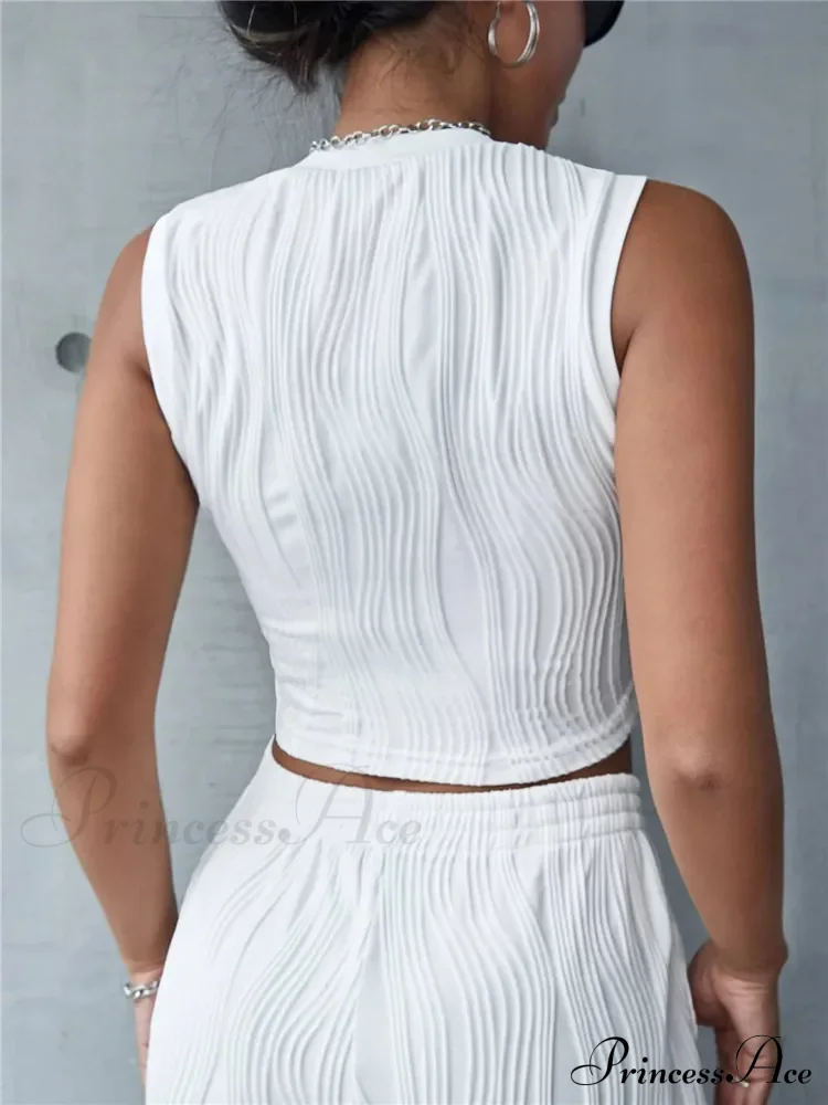 Sleeveless Rib Knit Mock Neck Slim Fit Streetwear Crop Top - Image 2
