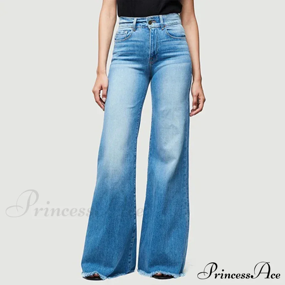 Flare Women High Waist Slim Vintage Fashion Streetwear Stretch Casual Full Length Loose Wide Leg Jean - Image 7